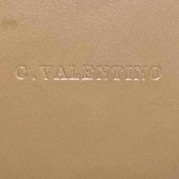 Vintage C. Valentino Handbag - Tan Leather With Black Shoulder Straps - Picture 5 of 11